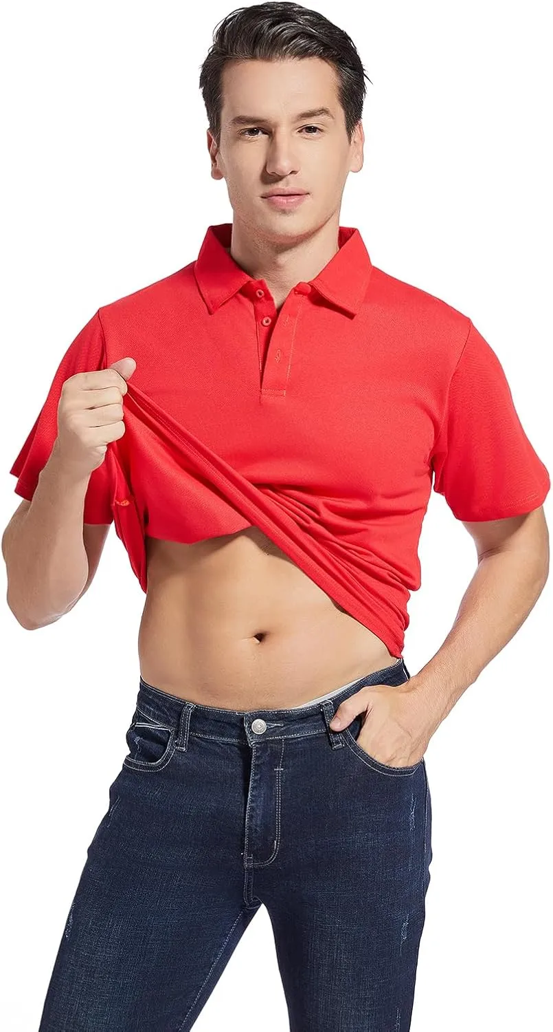 Men's Golf Polo Shirts,Casual Regular Fit Dry Fit Short Sleeve Moisture Wicking Collared T-Shirt(Order A Size Up)