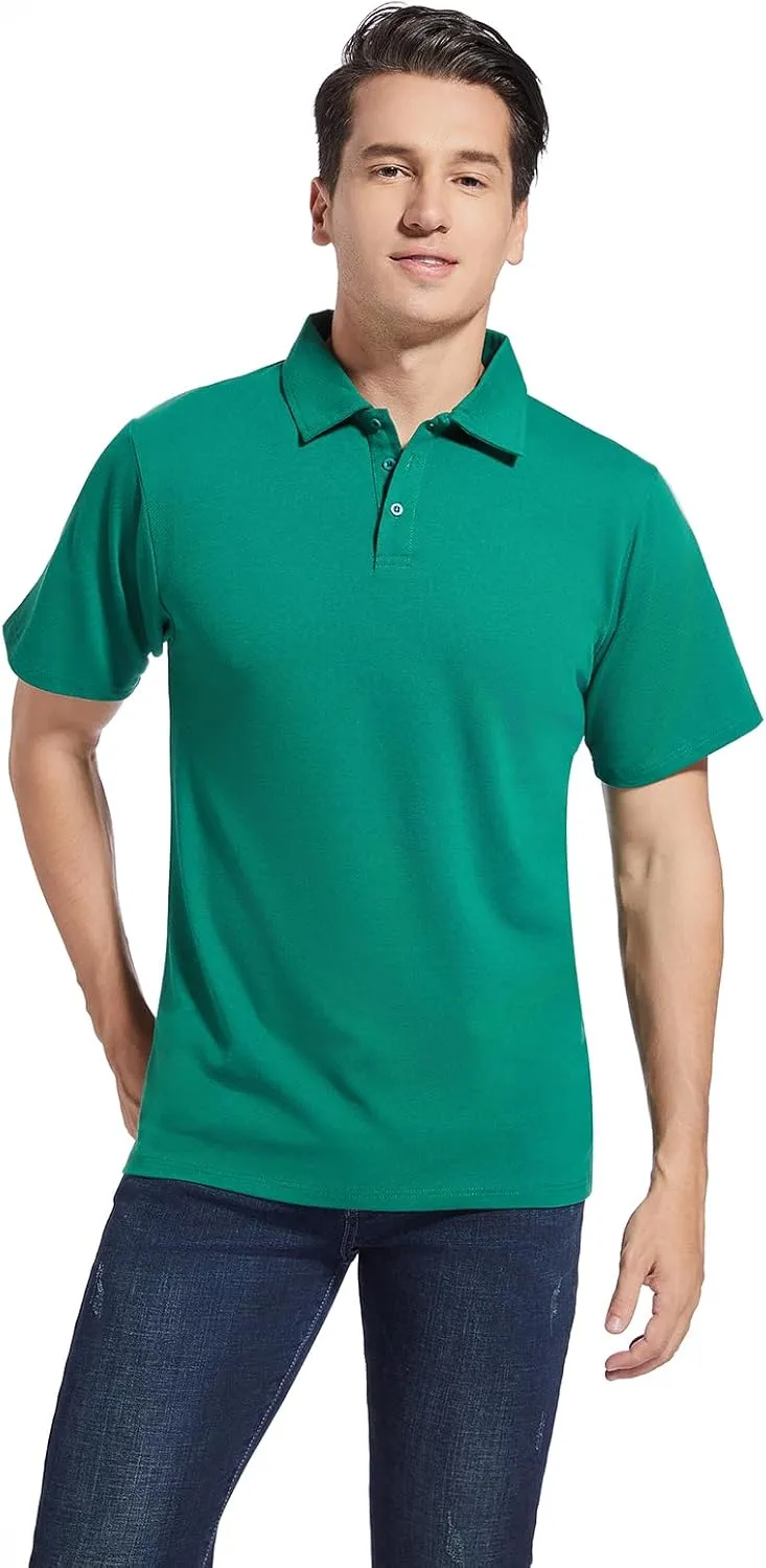 Men's Golf Polo Shirts,Casual Regular Fit Dry Fit Short Sleeve Moisture Wicking Collared T-Shirt(Order A Size Up)