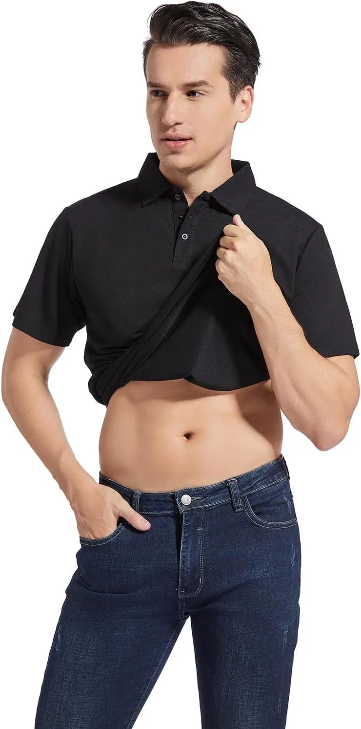 Men's Golf Polo Shirts,Casual Regular Fit Dry Fit Short Sleeve Moisture Wicking Collared T-Shirt(Order A Size Up)