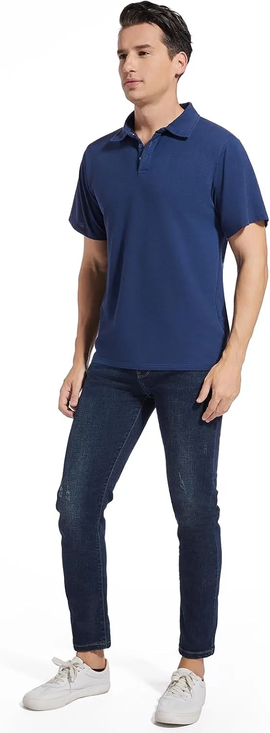 Men's Golf Polo Shirts,Casual Regular Fit Dry Fit Short Sleeve Moisture Wicking Collared T-Shirt(Order A Size Up)