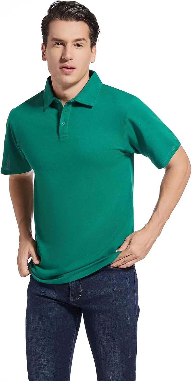 Men's Golf Polo Shirts,Casual Regular Fit Dry Fit Short Sleeve Moisture Wicking Collared T-Shirt(Order A Size Up)