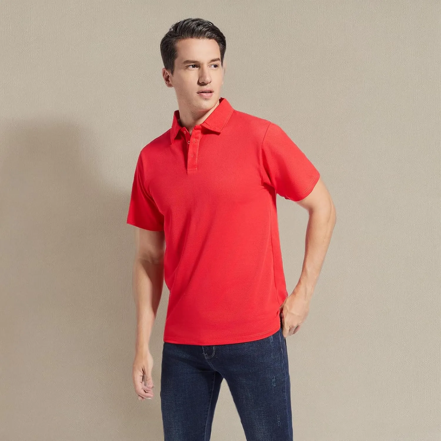 Men's Golf Polo Shirts,Casual Regular Fit Dry Fit Short Sleeve Moisture Wicking Collared T-Shirt(Order A Size Up)