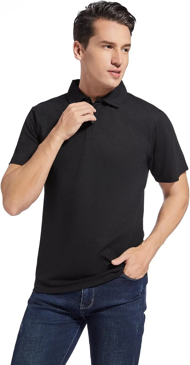 Men's Golf Polo Shirts,Casual Regular Fit Dry Fit Short Sleeve Moisture Wicking Collared T-Shirt(Order A Size Up)