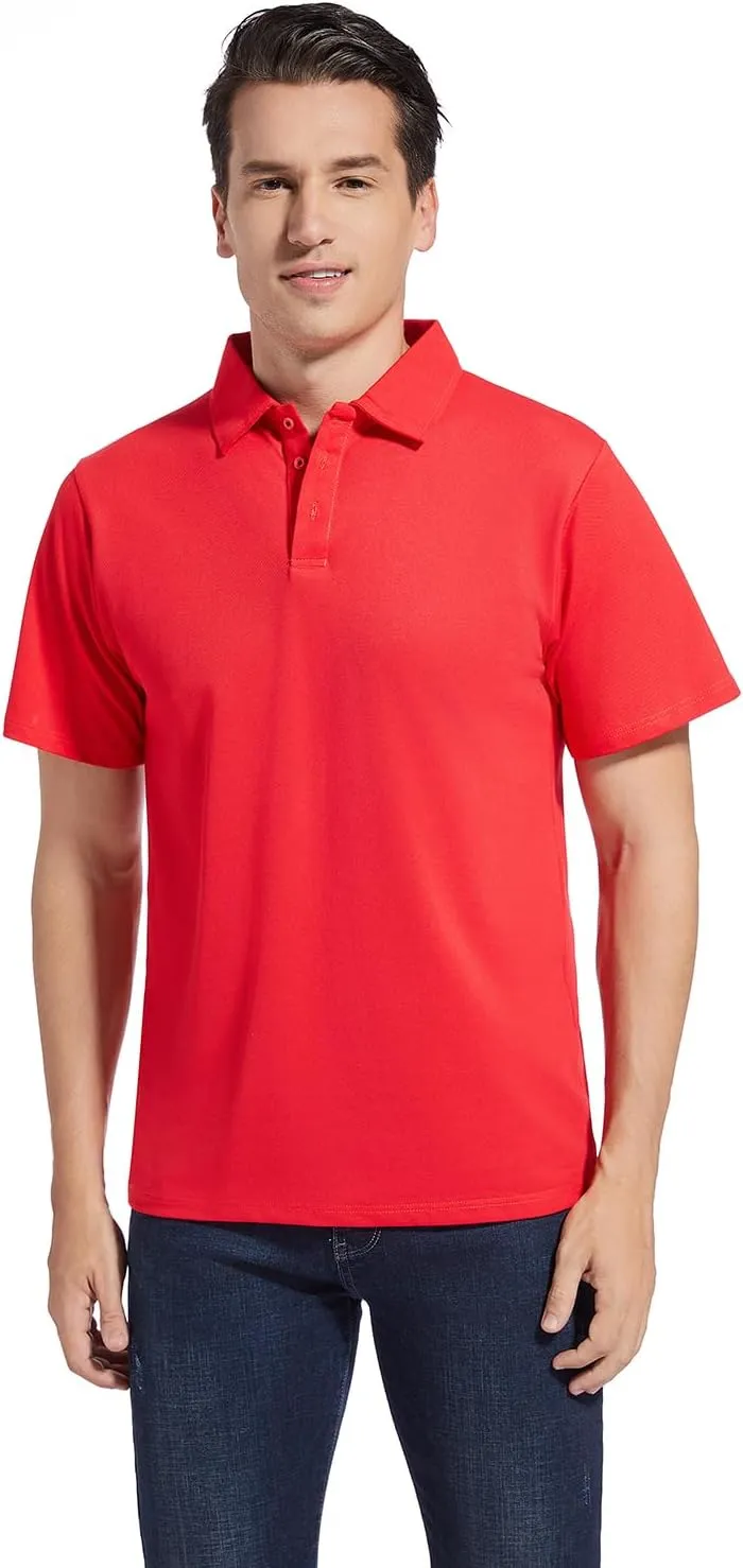 Men's Golf Polo Shirts,Casual Regular Fit Dry Fit Short Sleeve Moisture Wicking Collared T-Shirt(Order A Size Up)