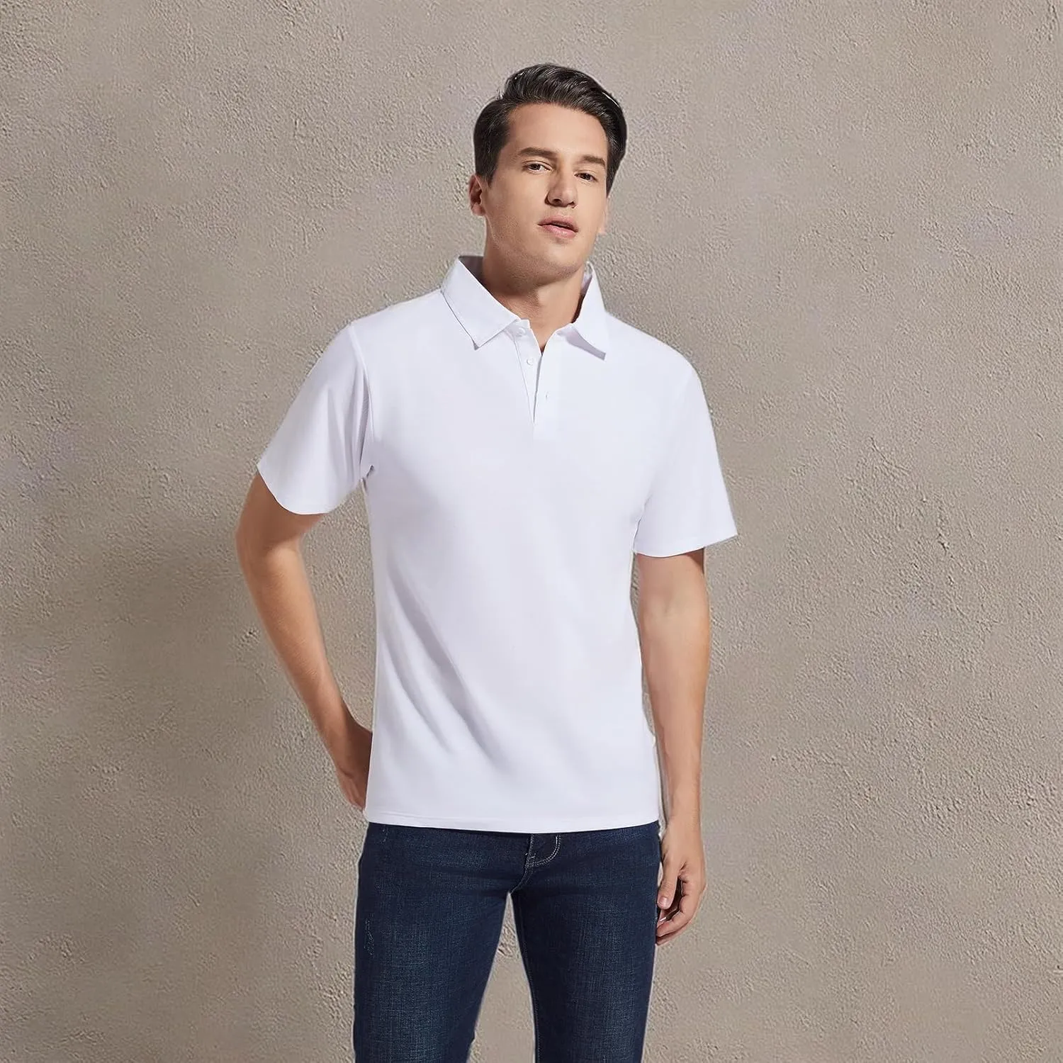 Men's Golf Polo Shirts,Casual Regular Fit Dry Fit Short Sleeve Moisture Wicking Collared T-Shirt(Order A Size Up)