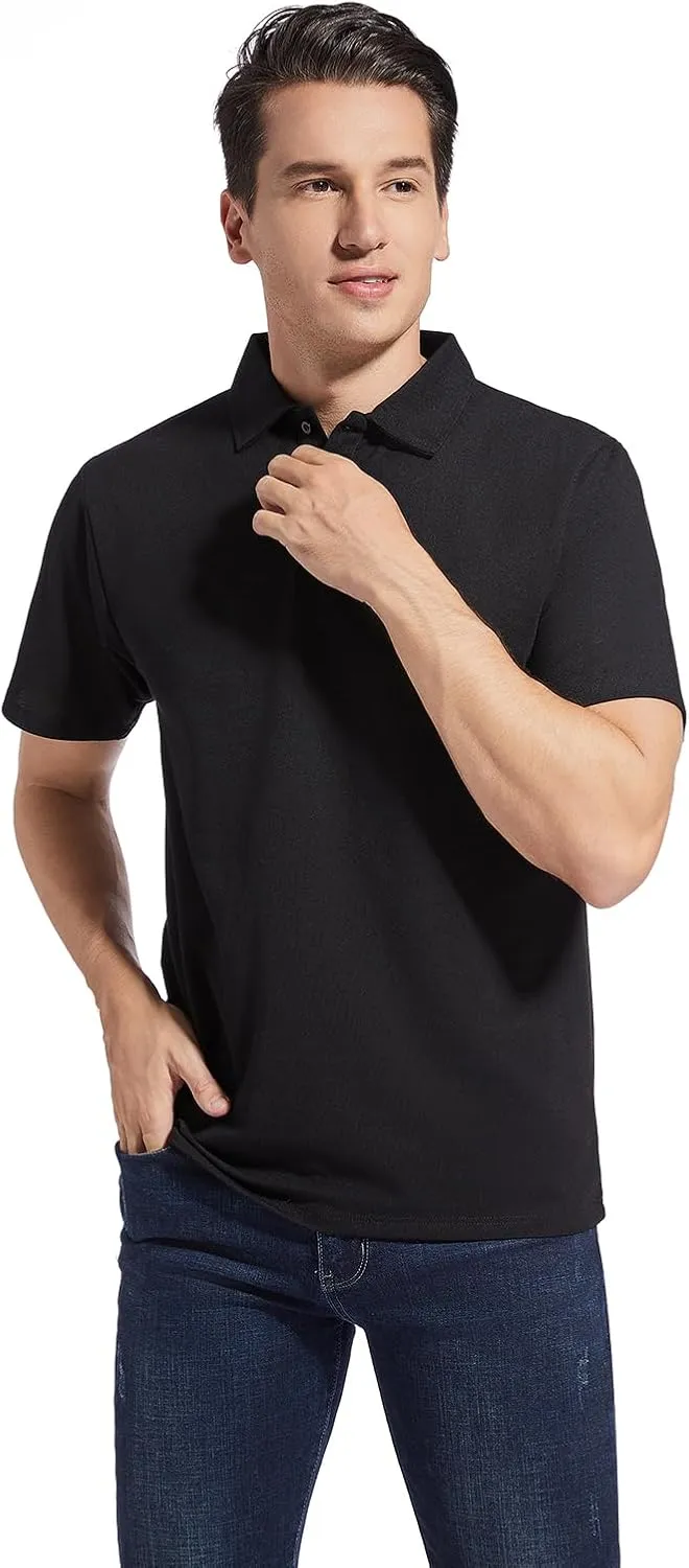 Men's Golf Polo Shirts,Casual Regular Fit Dry Fit Short Sleeve Moisture Wicking Collared T-Shirt(Order A Size Up)