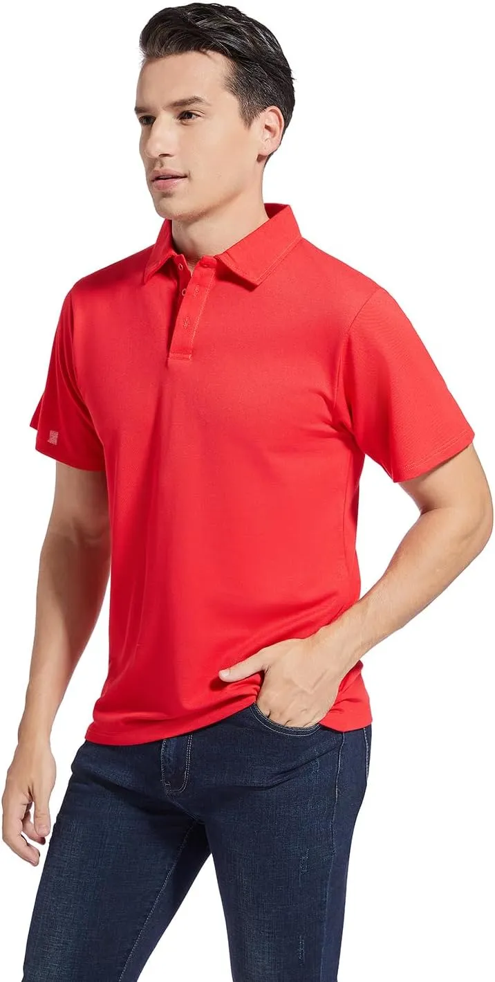 Men's Golf Polo Shirts,Casual Regular Fit Dry Fit Short Sleeve Moisture Wicking Collared T-Shirt(Order A Size Up)