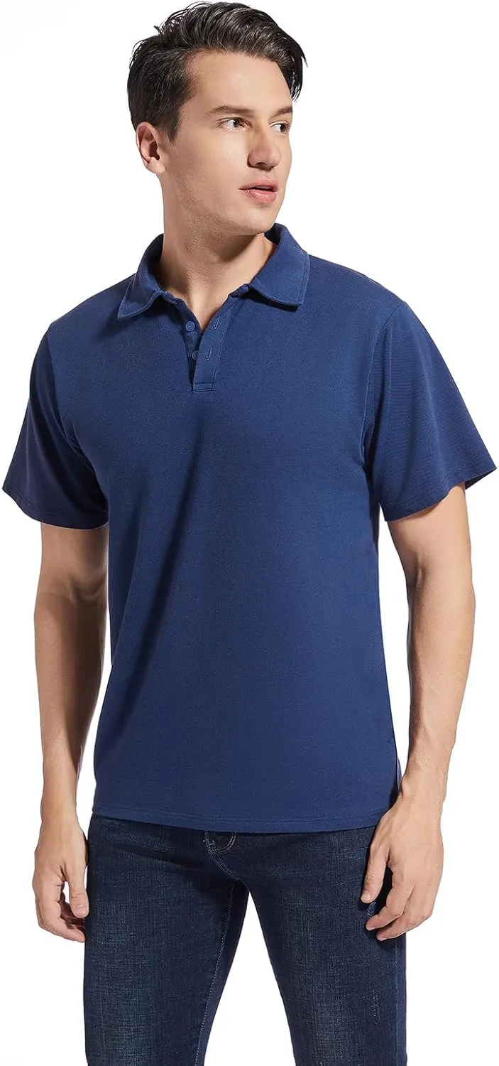 Men's Golf Polo Shirts,Casual Regular Fit Dry Fit Short Sleeve Moisture Wicking Collared T-Shirt(Order A Size Up)