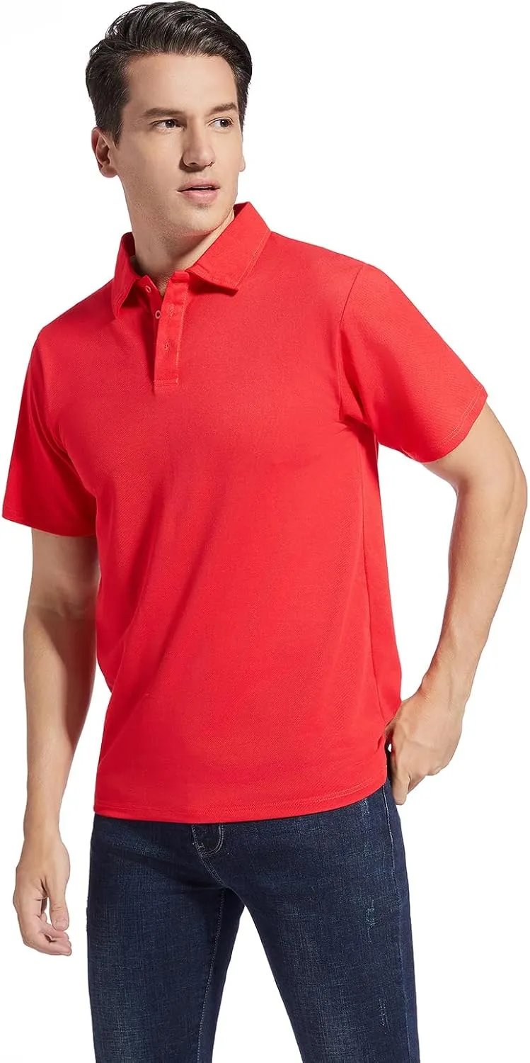 Men's Golf Polo Shirts,Casual Regular Fit Dry Fit Short Sleeve Moisture Wicking Collared T-Shirt(Order A Size Up)