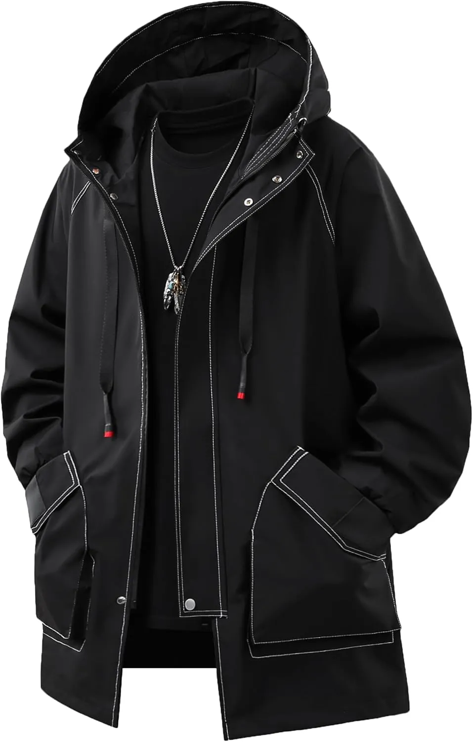 Men's Hooded Softshell Jacket Waterproof Lightweight Insulated Windbreaker Fleece Lined Rain Shell Jacket