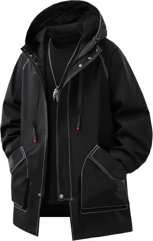 Men's Hooded Softshell Jacket Waterproof Lightweight Insulated Windbreaker Fleece Lined Rain Shell Jacket
