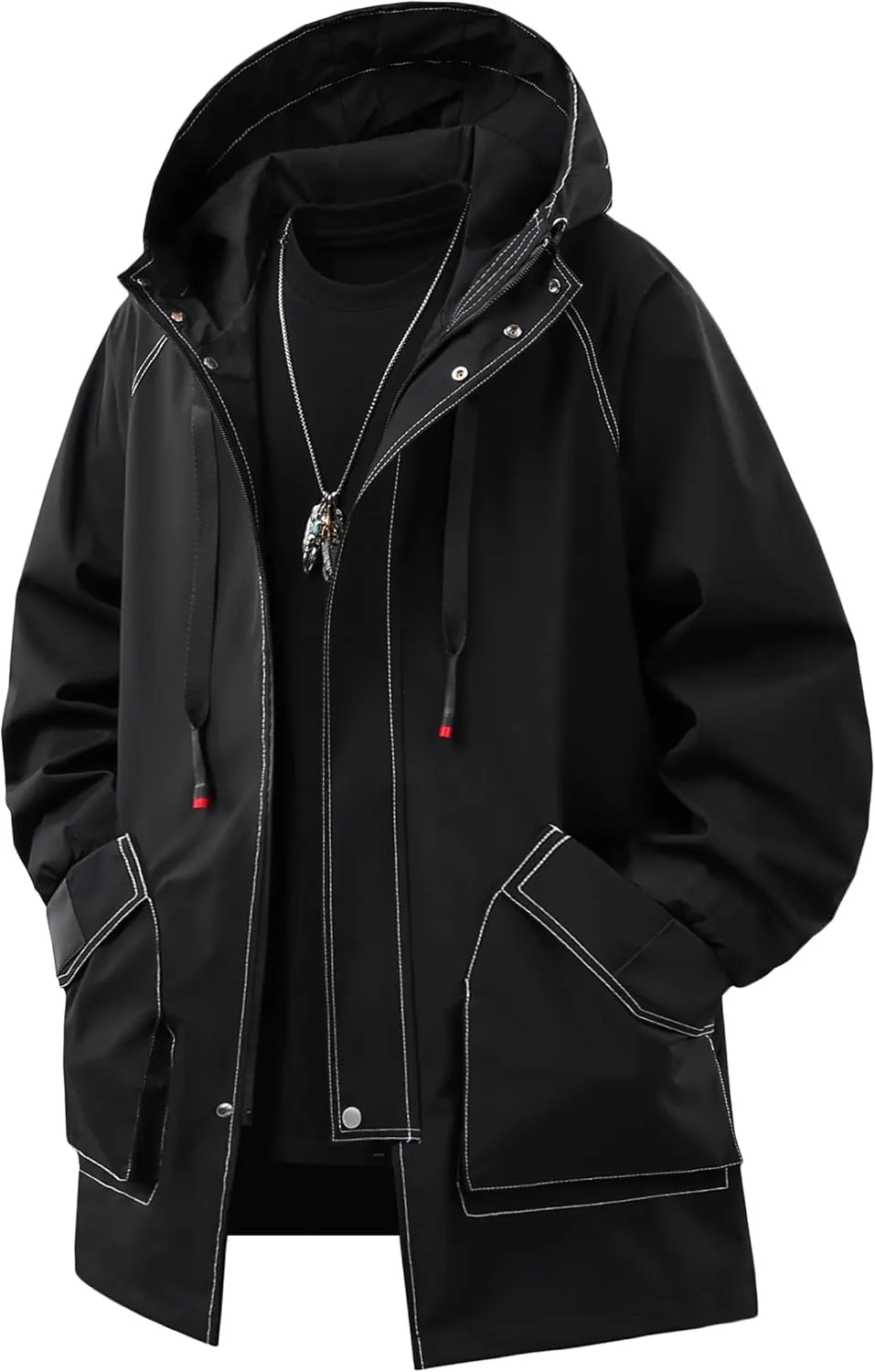 Men's Hooded Softshell Jacket Waterproof Lightweight Insulated Windbreaker Fleece Lined Rain Shell Jacket