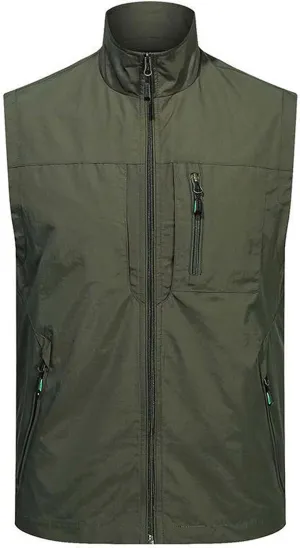 Men's Lightweight Vest Softshell Sleeveless Stand Collar Jacket with Zipper Pocket Cycling Travel Hiking Running Golf