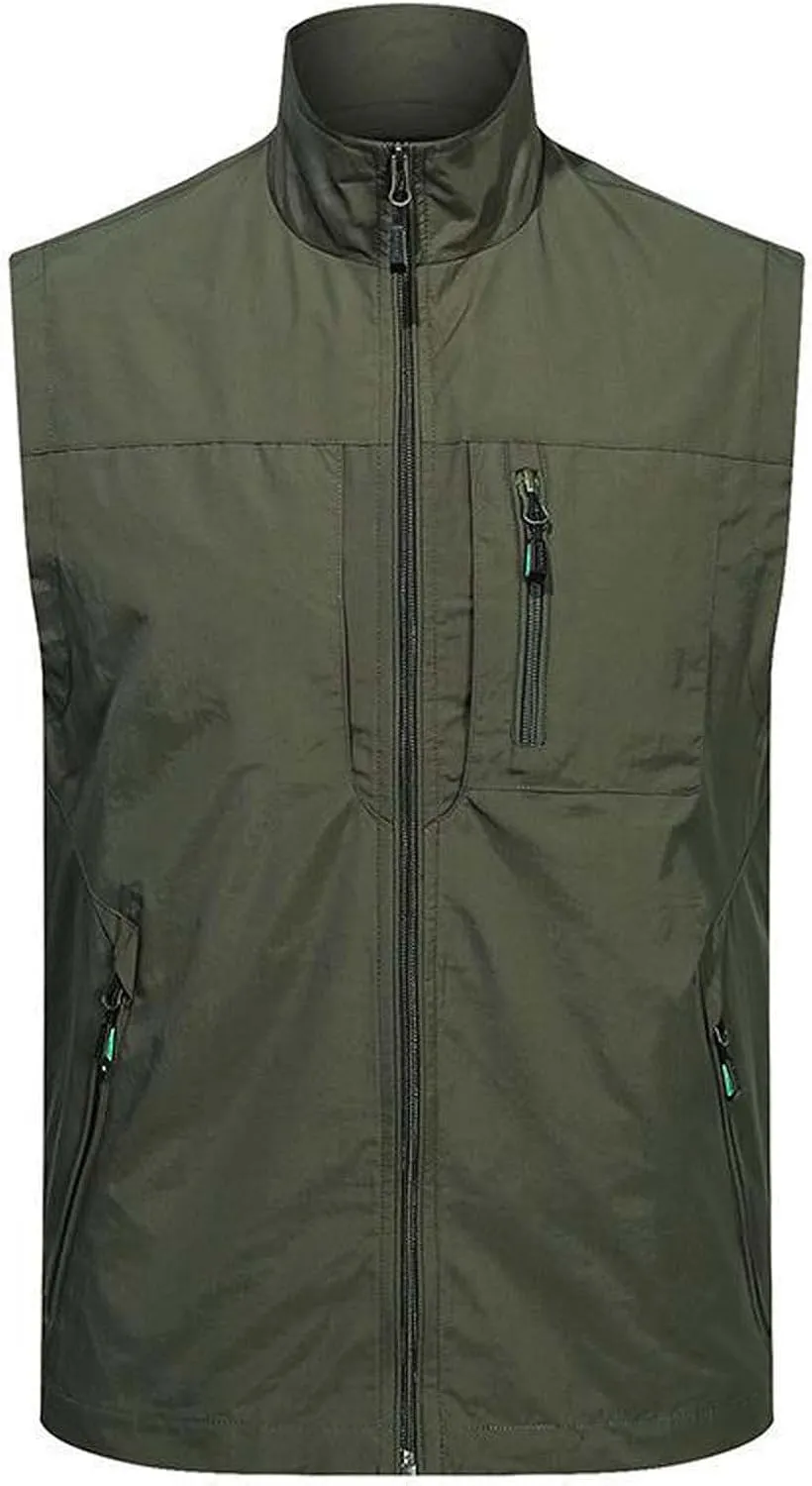Men's Lightweight Vest Softshell Sleeveless Stand Collar Jacket with Zipper Pocket Cycling Travel Hiking Running Golf
