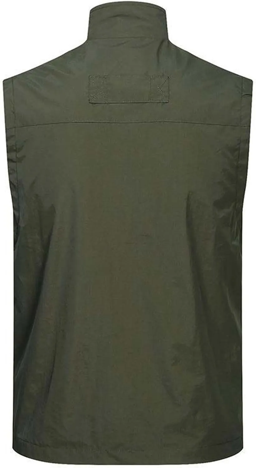 Men's Lightweight Vest Softshell Sleeveless Stand Collar Jacket with Zipper Pocket Cycling Travel Hiking Running Golf