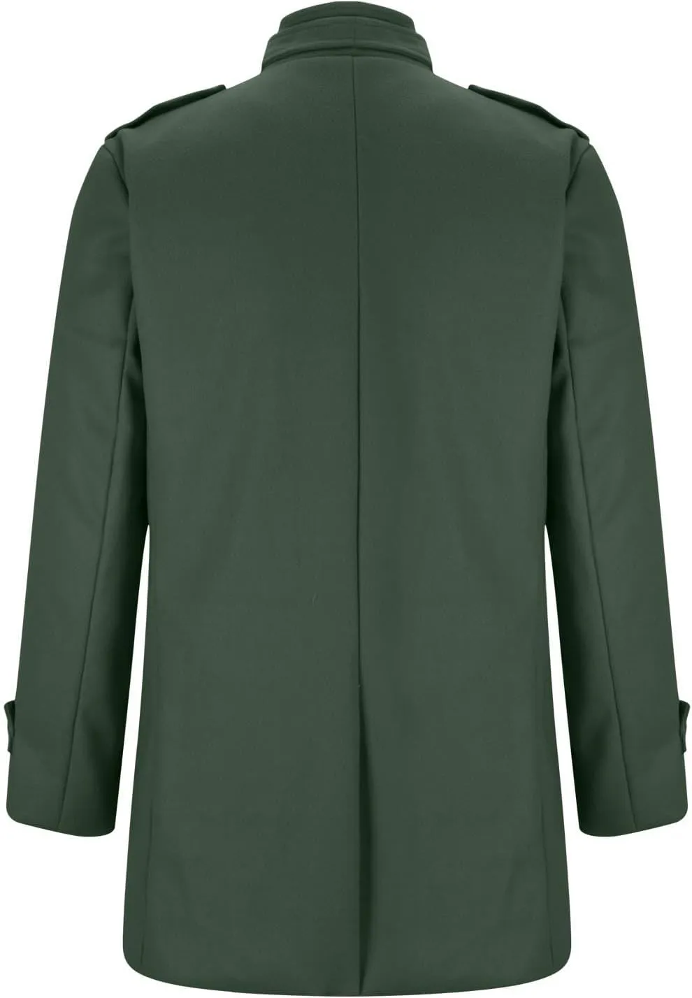 Mens Mid Long Trench Coat Winter Buttons Peacoats Casual Business Warm Woolen Overcoat Stand Collar Windproof Jacket