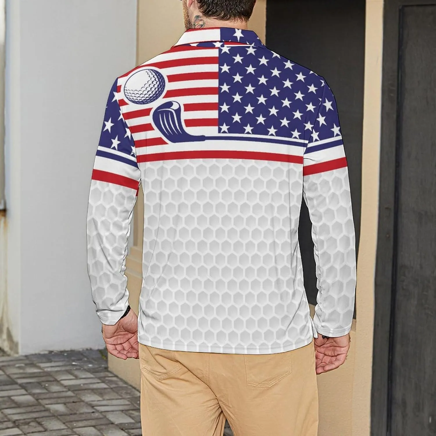 Men's Polo Shirts Long Sleeve Golf Shirts Performance Polos Moisture Wicking Collared Golf Polo Shirts