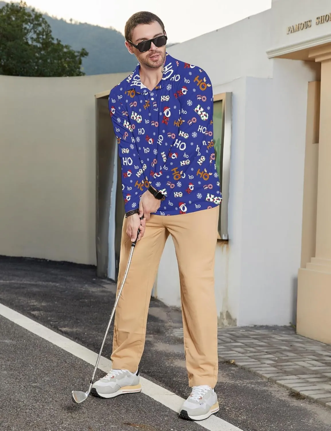 Men's Polo Shirts Long Sleeve Golf Shirts Performance Polos Moisture Wicking Collared Golf Polo Shirts