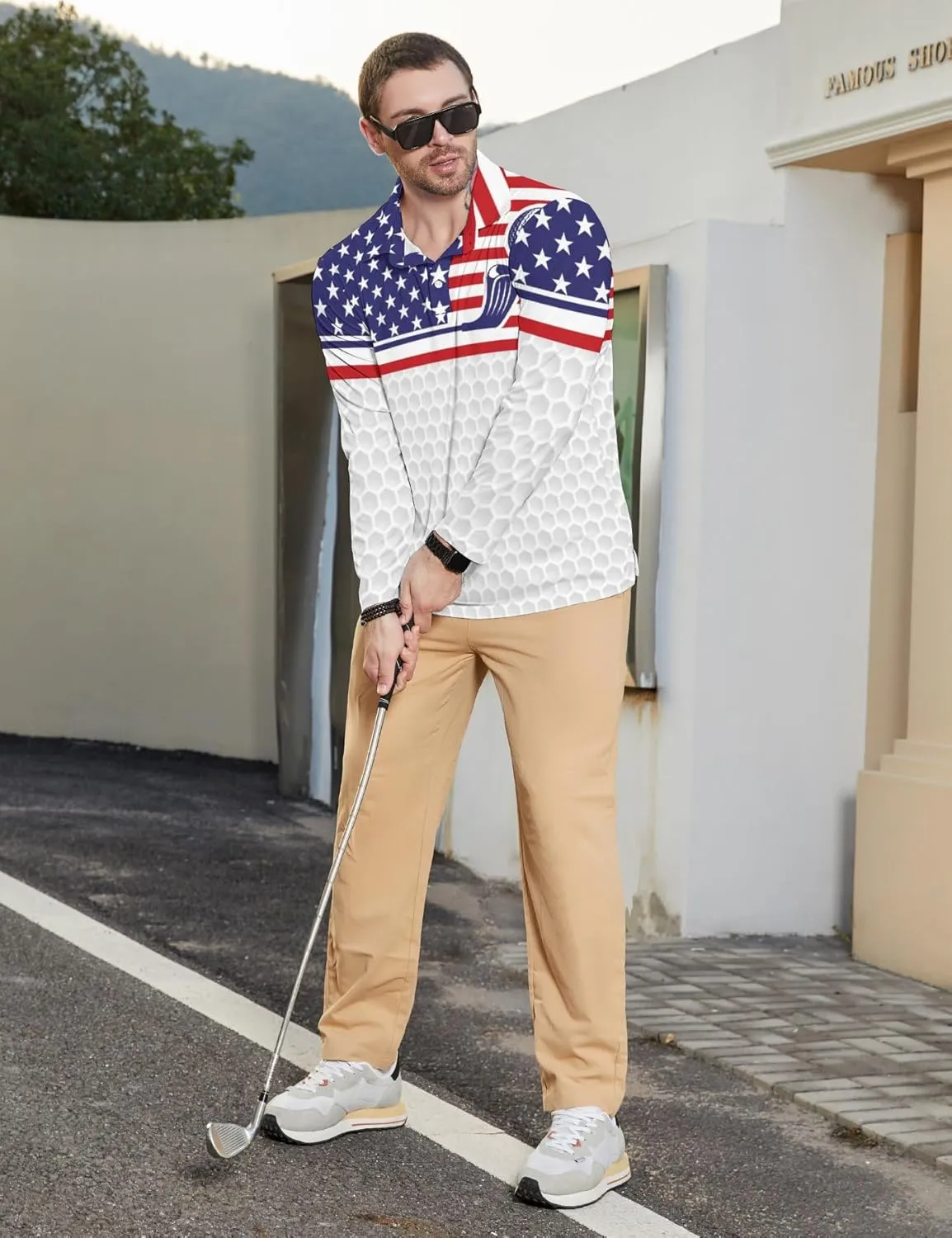 Men's Polo Shirts Long Sleeve Golf Shirts Performance Polos Moisture Wicking Collared Golf Polo Shirts