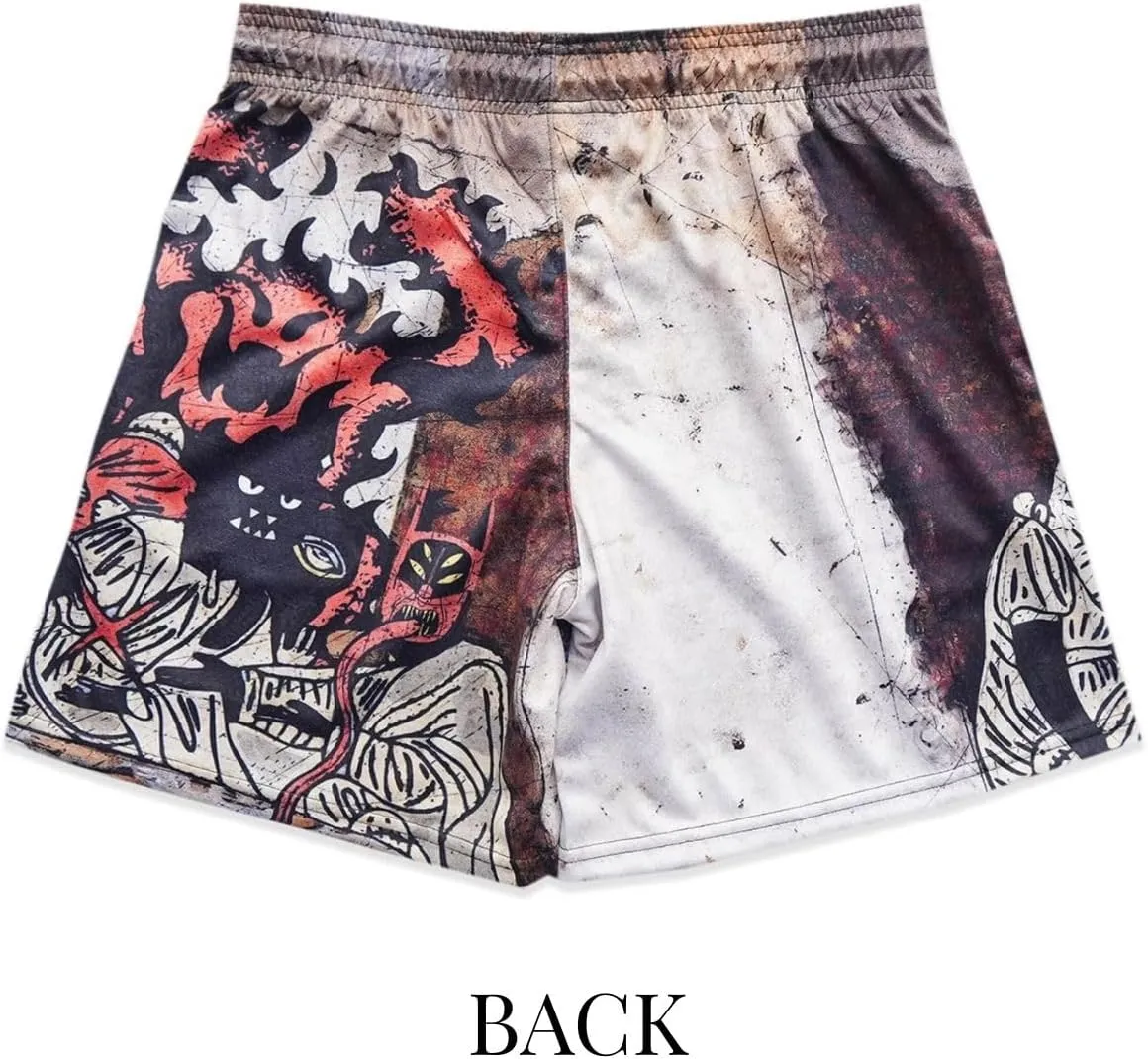 Men's Retro Basketball Shorts - Graphic Streetwear Breathable Mesh Gym Shorts, Lightweight Athletic Shorts with Drawstring