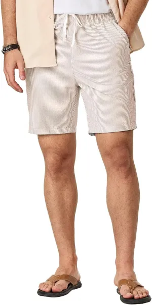 Mens Seersucker Shorts Casual Elastic Waist Drawstring Shorts Stretch Summer Beach Vacation Shorts with Pockets
