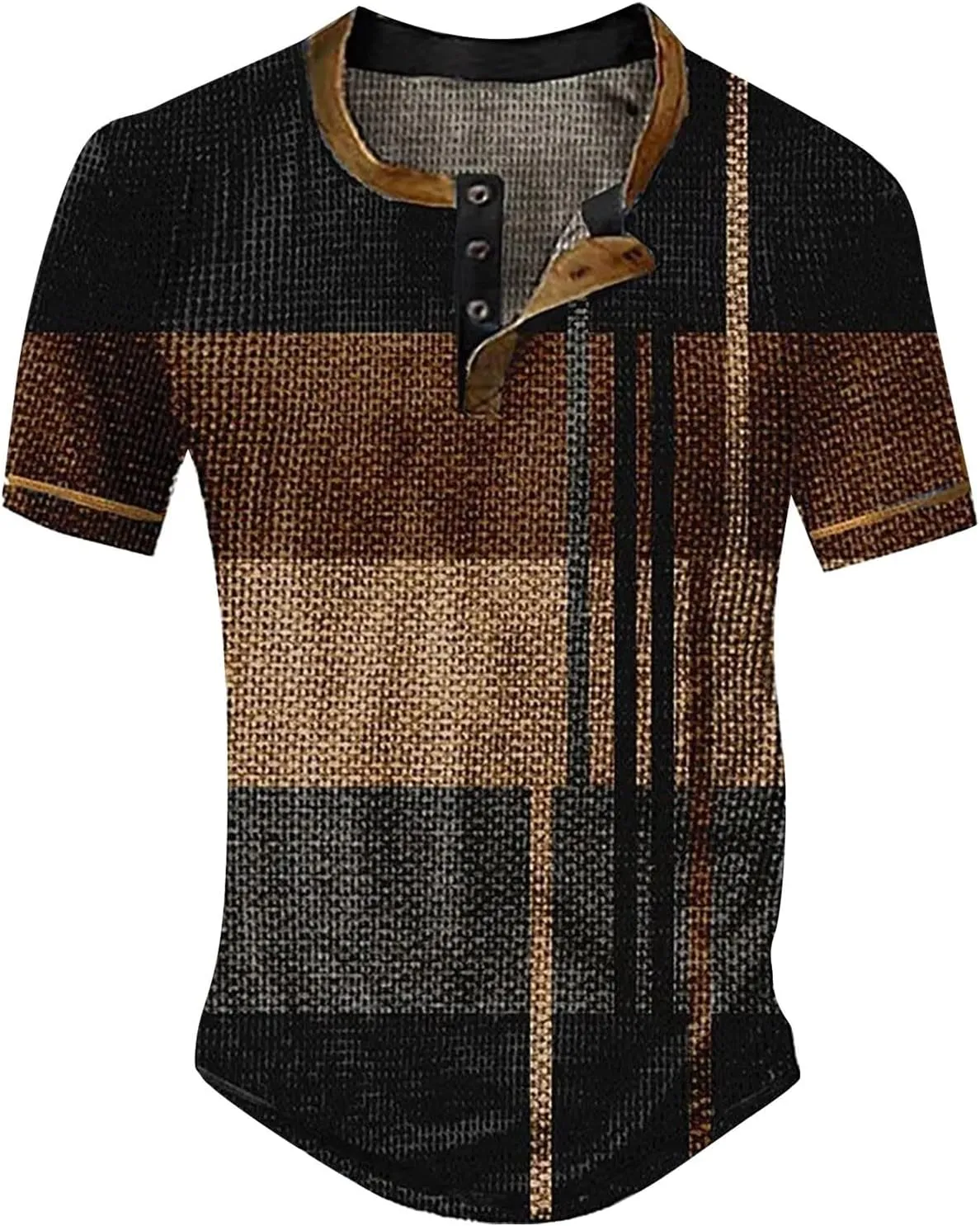 Men's Shirts Sleeved Casual Top Striped Plaid Retro Western Denim Print Button Men's T Shirt Top Polo White Tees