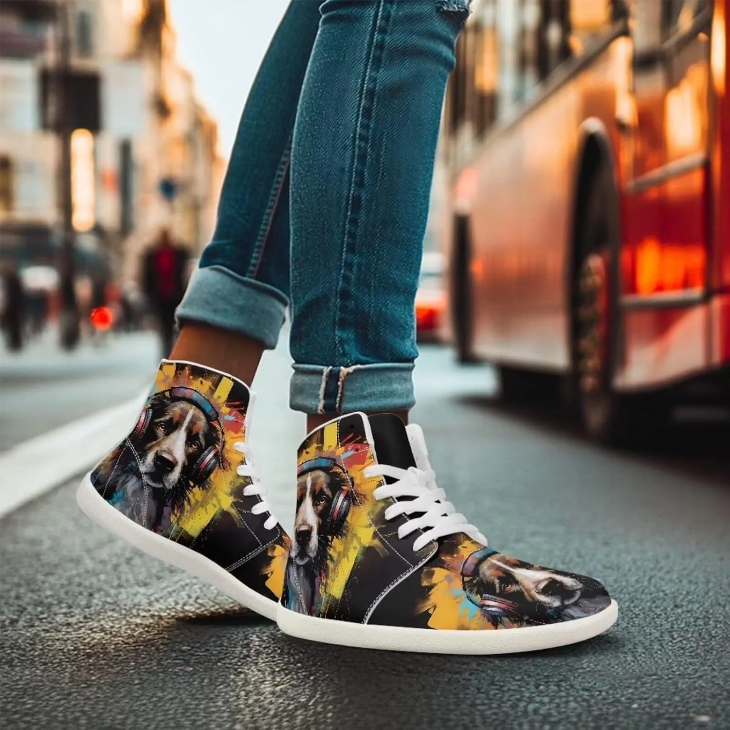 Men's Sneakers Animals Print Women Barefoot Shoes Hightop Sneakers Wide Toe Anti Slip Work Sneaker Minimalist Zero Drop Sole Shoes