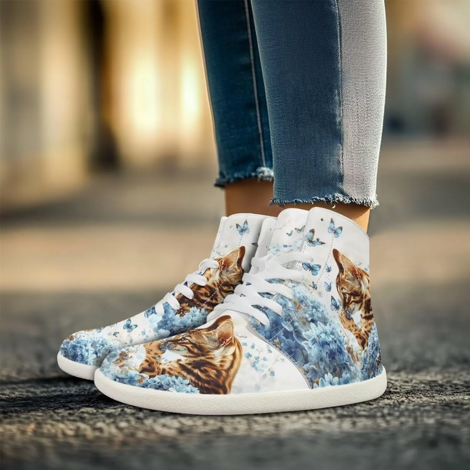 Men's Sneakers Animals Print Women Barefoot Shoes Hightop Sneakers Wide Toe Anti Slip Work Sneaker Minimalist Zero Drop Sole Shoes