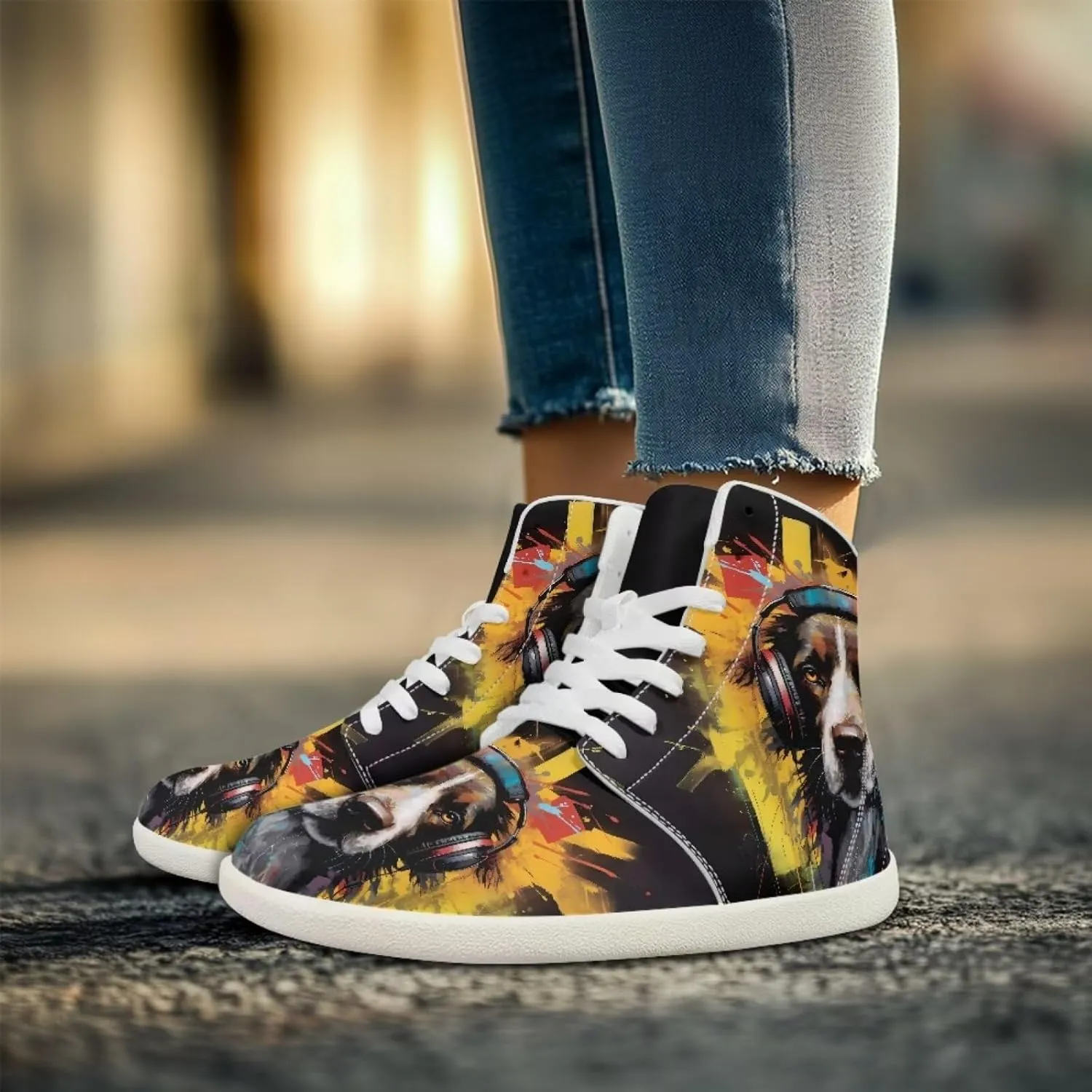 Men's Sneakers Animals Print Women Barefoot Shoes Hightop Sneakers Wide Toe Anti Slip Work Sneaker Minimalist Zero Drop Sole Shoes