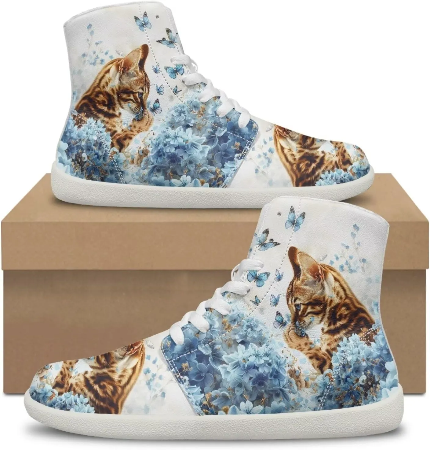 Men's Sneakers Animals Print Women Barefoot Shoes Hightop Sneakers Wide Toe Anti Slip Work Sneaker Minimalist Zero Drop Sole Shoes
