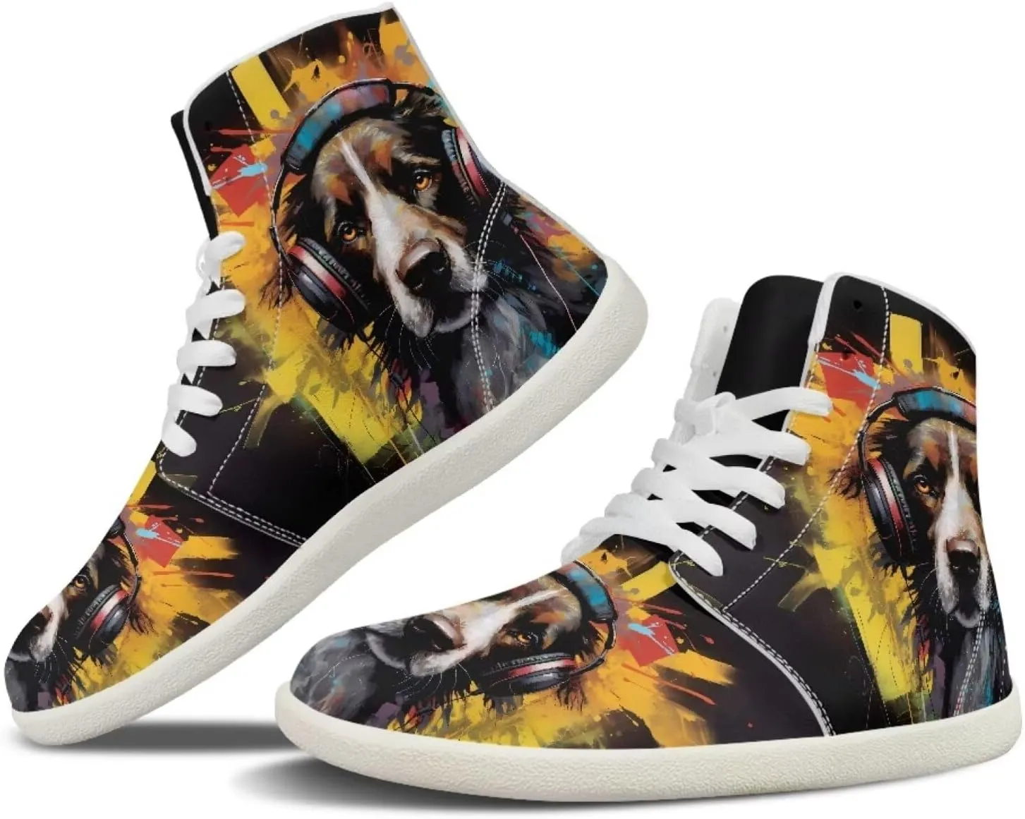 Men's Sneakers Animals Print Women Barefoot Shoes Hightop Sneakers Wide Toe Anti Slip Work Sneaker Minimalist Zero Drop Sole Shoes