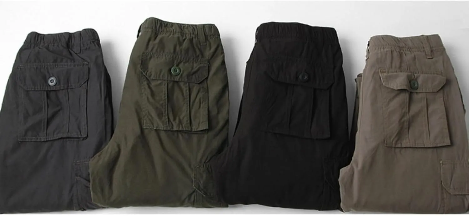Men's Straight Leg Outdoor Casual Trousers with Multiple Pockets and Loose Work Pants Baggy Cargo Pants Men