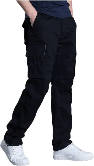Men's Straight Leg Outdoor Casual Trousers with Multiple Pockets and Loose Work Pants Baggy Cargo Pants Men