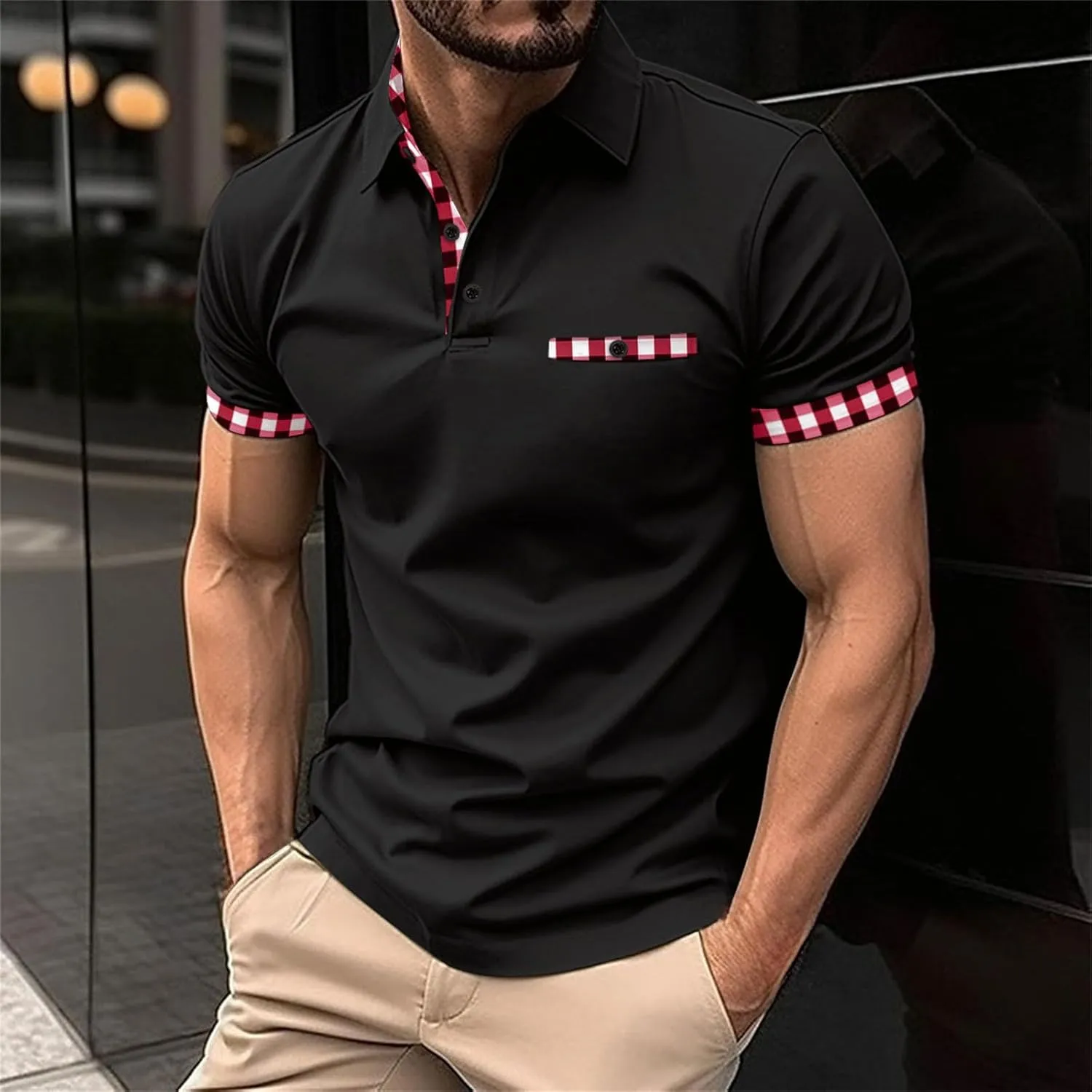 Mens Tops Casual Stylish Men's Business Slim Casual Shirt Long Sleeve Shirt Long Sleeve Tees for Men Men's Quarter