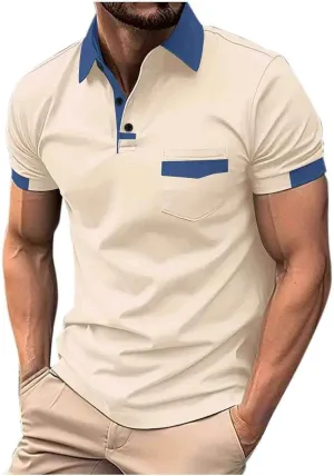 Men's White Golf Shirts, Short Sleeve, Moisture Wicking, Dry Fit, Polo Shirts, Casual Golf Shirts