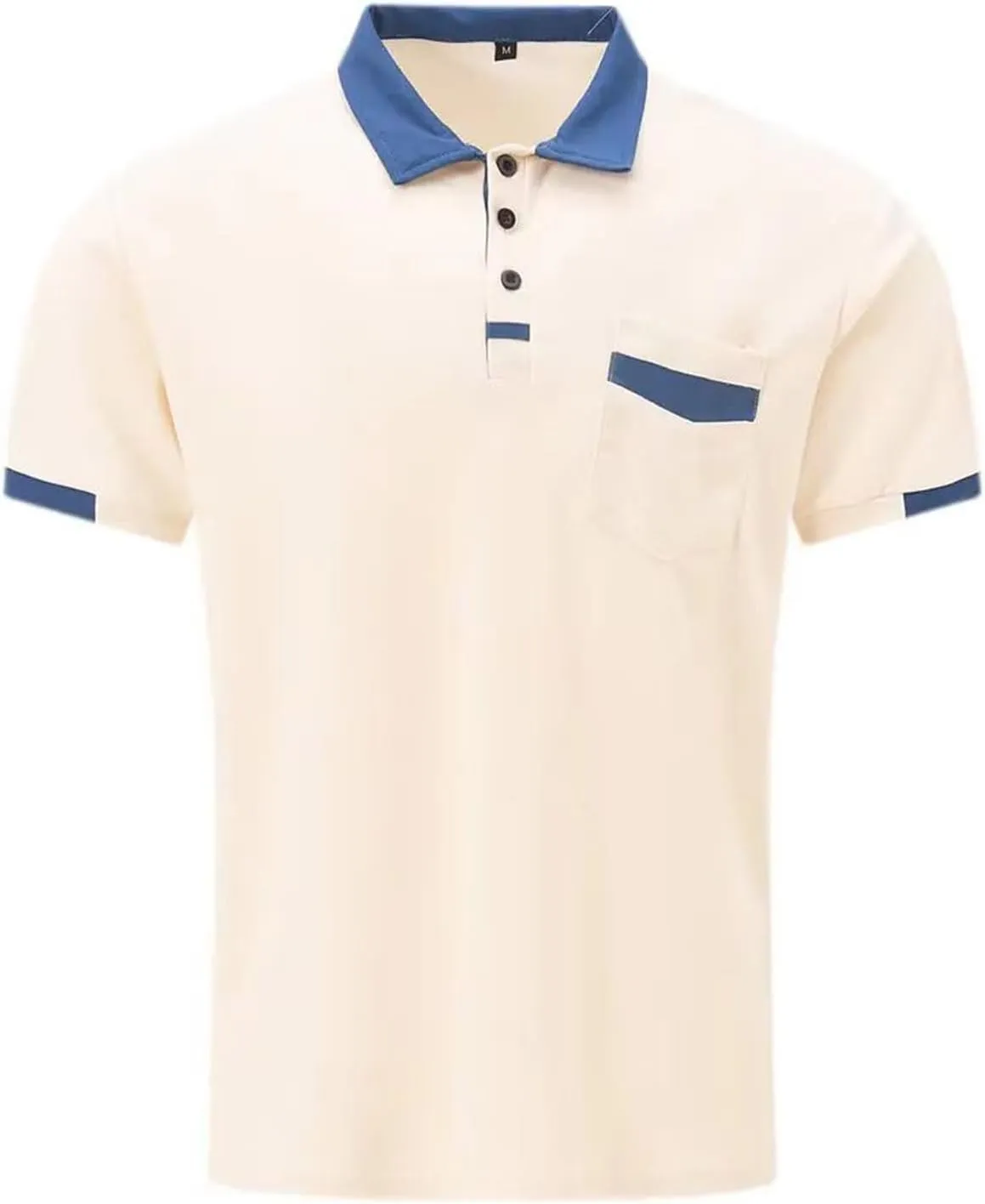 Men's White Golf Shirts, Short Sleeve, Moisture Wicking, Dry Fit, Polo Shirts, Casual Golf Shirts