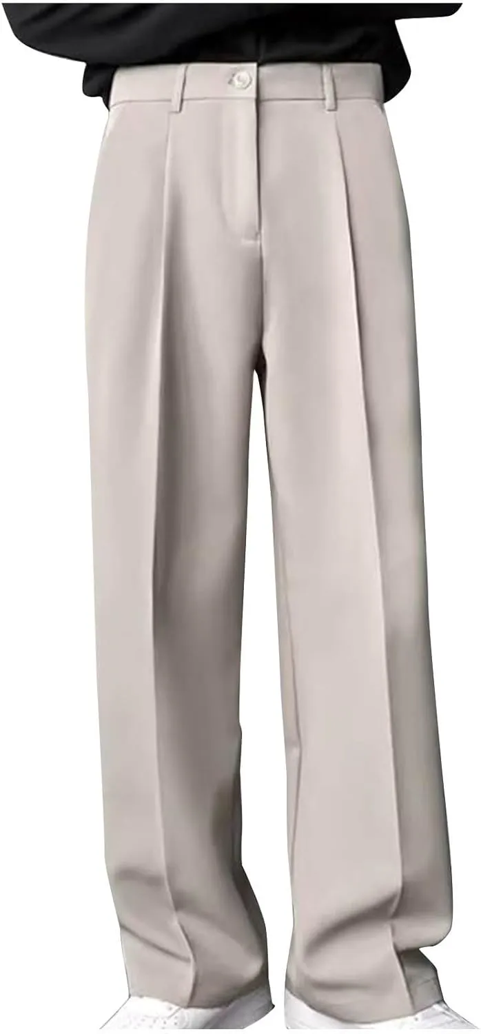 Men's Wide Leg Pants High Waist Pleated Relaxed Fit Casual Trousers Dailywear Office Business Work Pants with Pockets