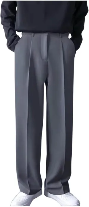 Men's Wide Leg Pants High Waist Pleated Relaxed Fit Casual Trousers Dailywear Office Business Work Pants with Pockets
