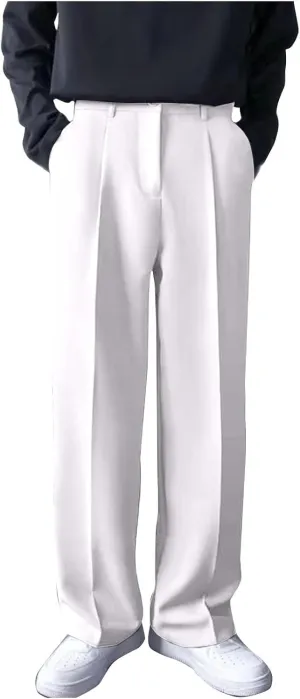 Men's Wide Leg Pants High Waist Pleated Relaxed Fit Casual Trousers Dailywear Office Business Work Pants with Pockets