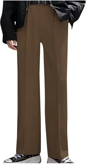 Men's Wide Leg Pants High Waist Pleated Relaxed Fit Casual Trousers Dailywear Office Business Work Pants with Pockets