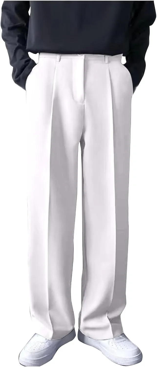 Men's Wide Leg Pants High Waist Pleated Relaxed Fit Casual Trousers Dailywear Office Business Work Pants with Pockets