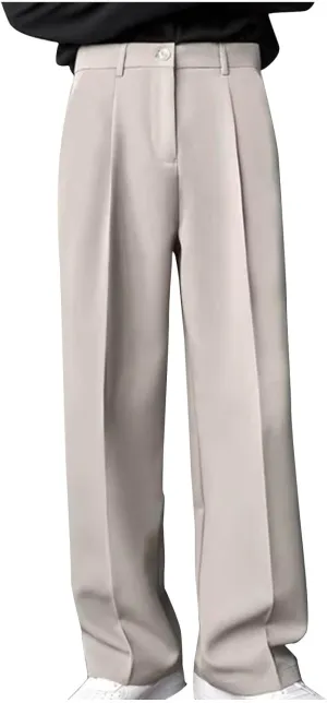 Men's Wide Leg Pants High Waist Pleated Relaxed Fit Casual Trousers Dailywear Office Business Work Pants with Pockets