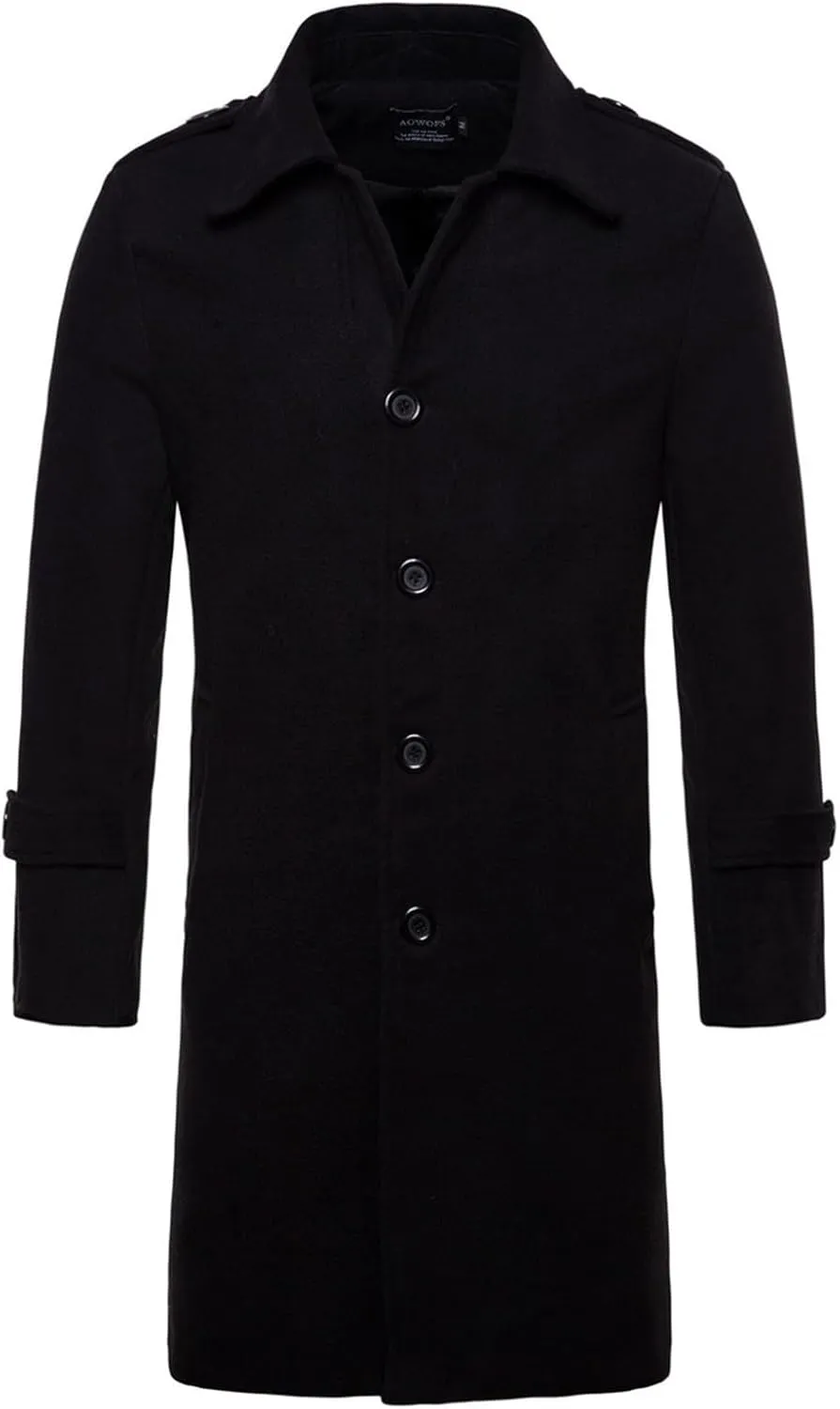 Mens Wool Blend Coat Winter Trench Coats Windbreaker Coat Long Jacket Windbreaker Overcoat Pea Coat Men Trench Coats