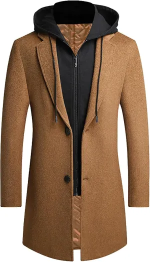 Mens Wool Blend Coat Winter Trench Coats Windbreaker Coat Long Jacket Windbreaker Overcoat Pea Coat Men Trench Coats