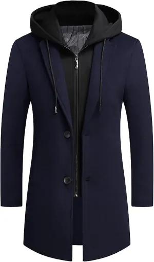 Mens Wool Blend Coat Winter Trench Coats Windbreaker Coat Long Jacket Windbreaker Overcoat Pea Coat Men Trench Coats