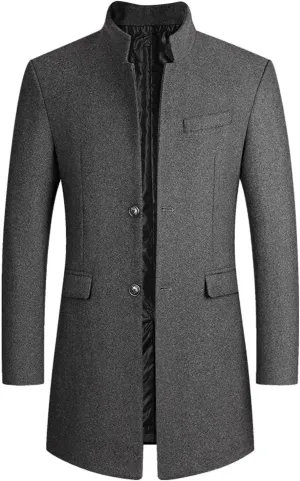Mens Wool Blend Coat Winter Trench Coats Windbreaker Coat Long Jacket Windbreaker Overcoat Pea Coat Men Trench Coats