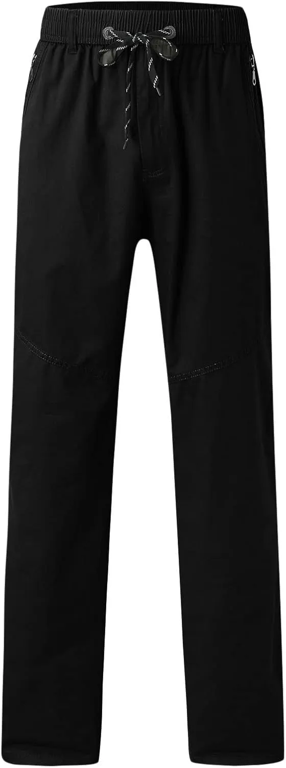 Mens Workout Cargo Sweatpants Men Relaxed Fit Casual Slim Beach Work Streetwear Khaki Baggy Pants with Zipper Pockets