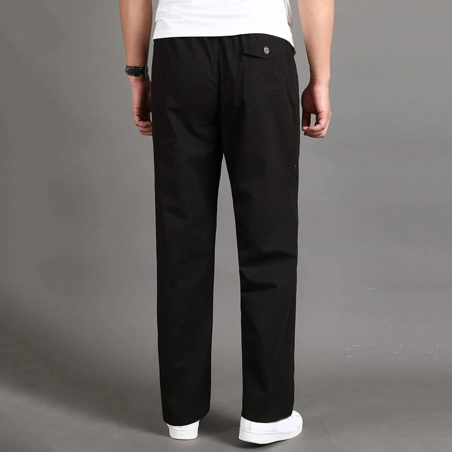 Mens Workout Cargo Sweatpants Men Relaxed Fit Casual Slim Beach Work Streetwear Khaki Baggy Pants with Zipper Pockets