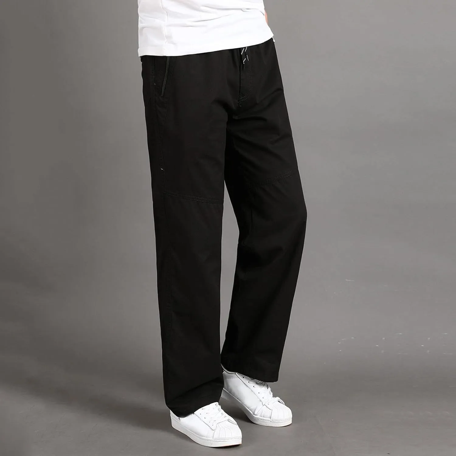 Mens Workout Cargo Sweatpants Men Relaxed Fit Casual Slim Beach Work Streetwear Khaki Baggy Pants with Zipper Pockets