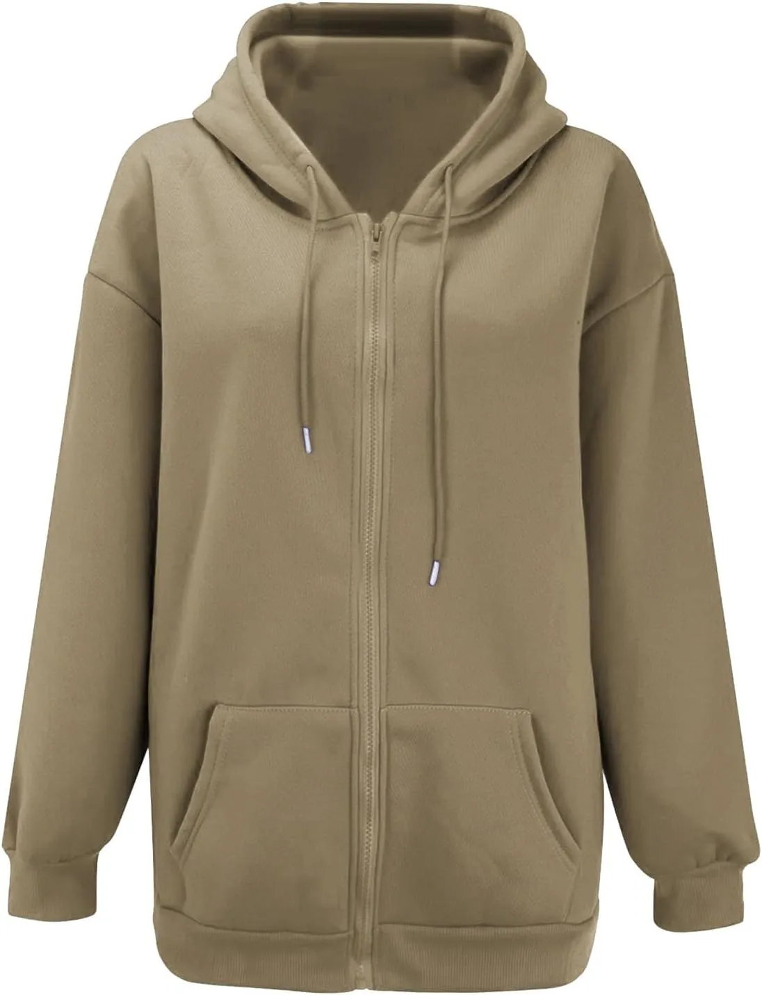 Miyaomn Trendy Zip Up Hoodies for Women Long Sleeve Oversized Sweatshirts Y2K Fall Outfits Casual Fashion Jacket with Pockets